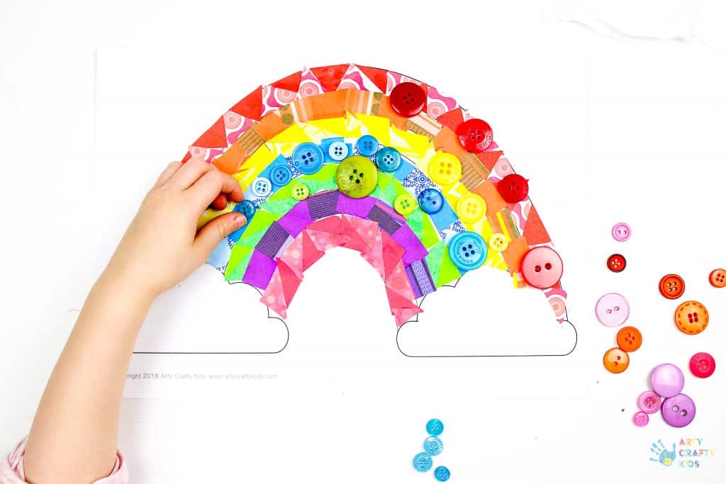 Arty Crafty Kids | Paper Rainbow Craft for Preschoolers to make. A simple activity that promotes fine motor skills, cutting skills and teaching colours.