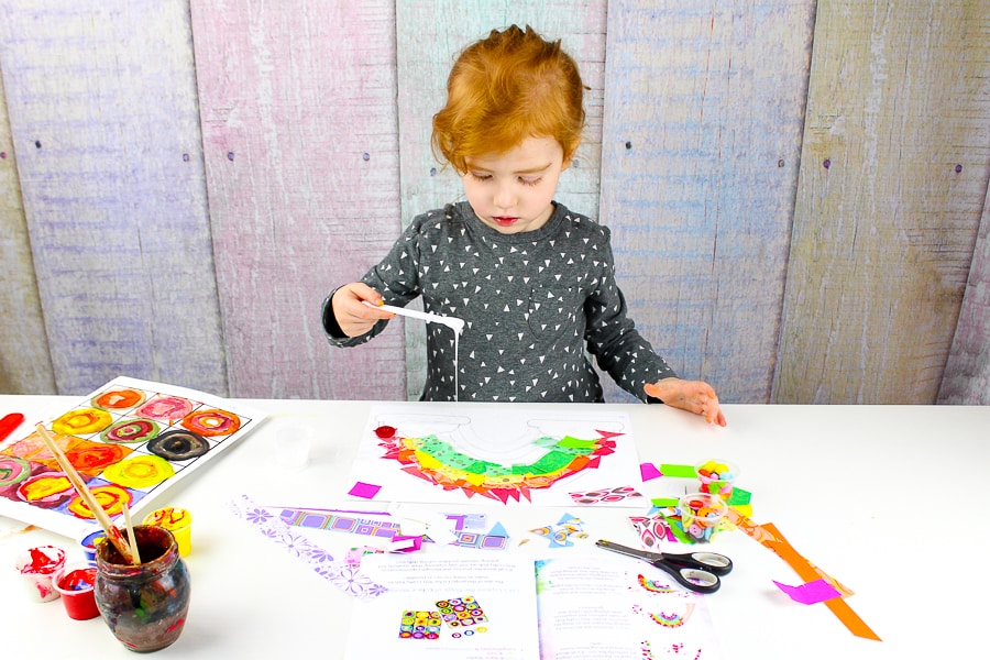 Arty Crafty Kids | Paper Rainbow Craft for Preschoolers to make. A simple activity that promotes fine motor skills, cutting skills and teaching colours.