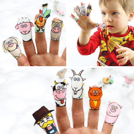 Cute, fun and engaging farm animal craft for kids. Enhance your kids' love of animal play with this super cute collection of Printable Farm Animal Finger Puppets #farmanimals #kidscraft #craftsforkids