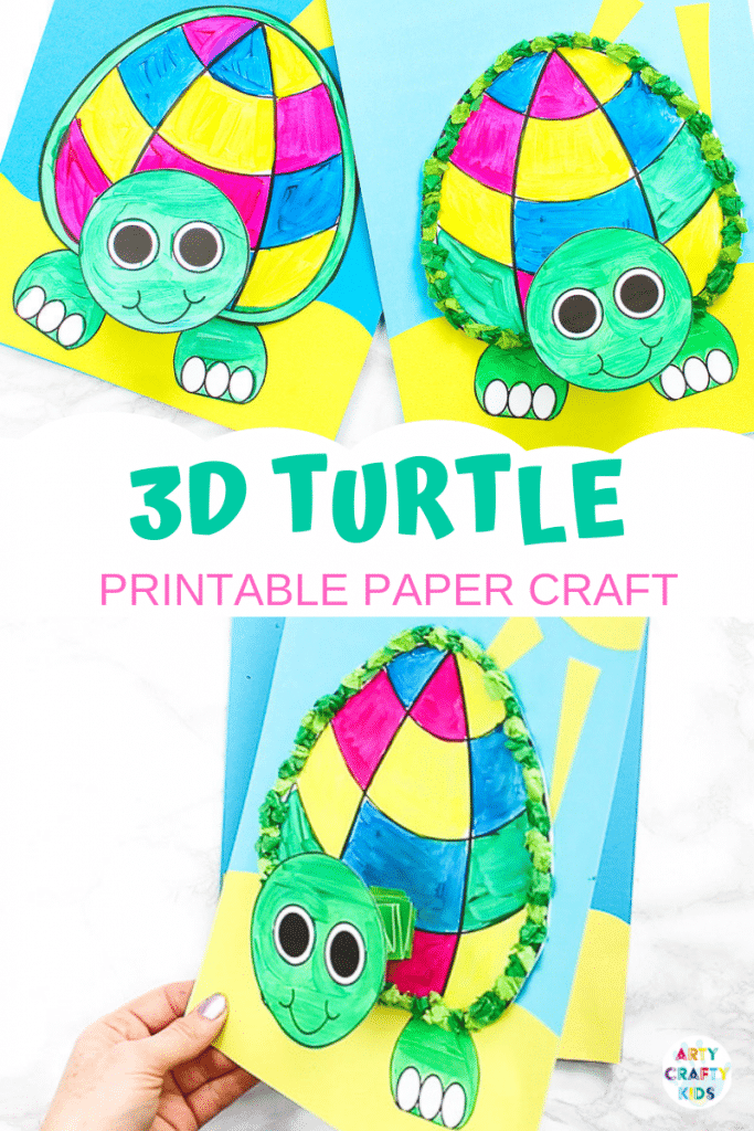 Printable 3D Turtle Paper Craft for Kids - A fun, interactive and easy under the sea craft for kids to try this summer.