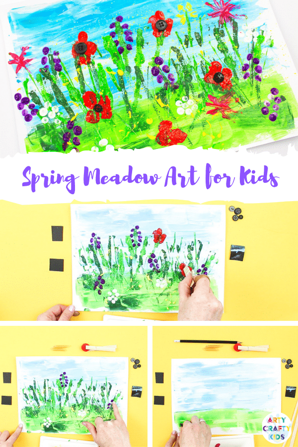Arty Crafty Kids | Spring Meadow Paint for Kids - Create a beautiful Spring flower meadow without using a paintbrush! A creative art project for kids. #artycraftykids #Spring