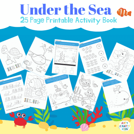 Ocean Coloring Book for Kids - a 25 page No-Prep under the sea themed coloring book for kids, that also introduces counting, number recognition and tracing skills.