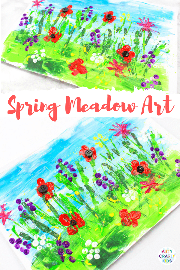 Arty Crafty Kids | Spring Meadow Paint for Kids - Create a beautiful Spring flower meadow without using a paintbrush! A creative art project for kids. #artycraftykids #Spring