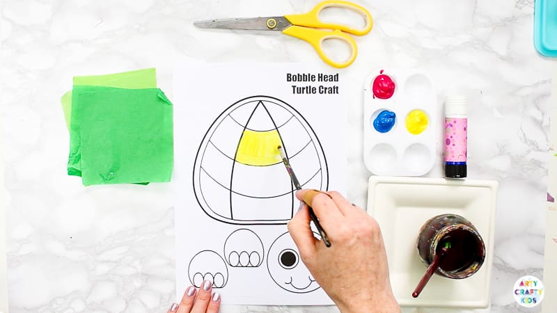 Download the bobble head turtle template from the Arty Crafty Kids members area! Join to access our complete library of under the sea art and craft templates.