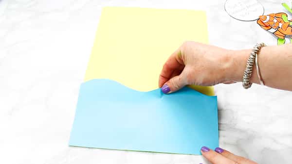 Creating the under the sea backdrop for the Clown Fish Fathers Day Pop Up Card.