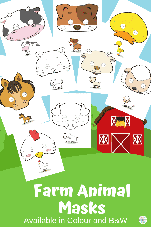 Printable Farm Animal Masks for Kids. With a choice of 9 different farm animal masks to print and colour. Perfect for a farm animal lesson plan or farm animal crafting at home #facemasks #animalcrafts #craftsforkids #kidscrafts