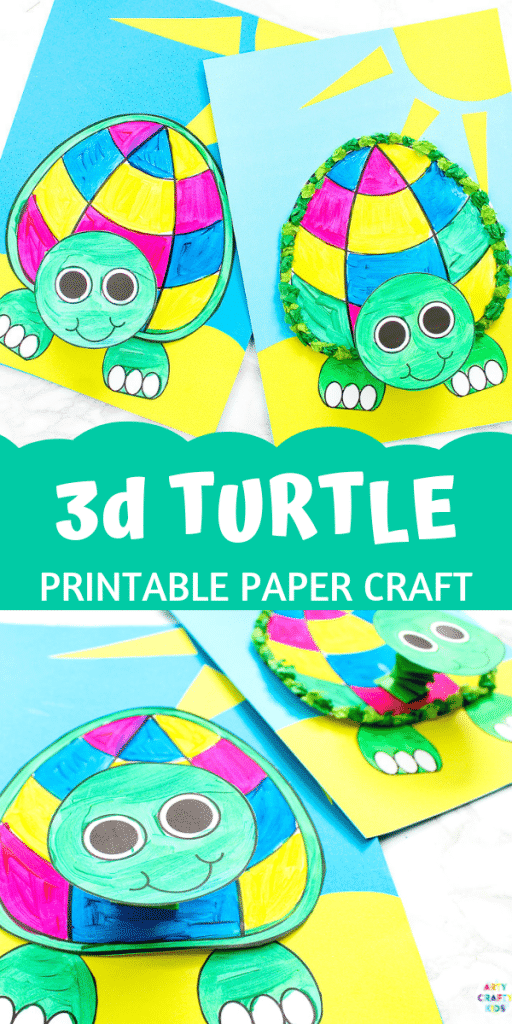 Printable 3D Turtle Paper Craft for Kids - A fun, interactive and easy craft for kids to try this summer, with a handy turtle template to print.