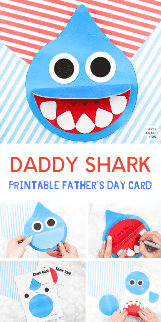 How to make a Shark Father's Day card  -  Inspired by the  Baby Shark Song! A super cute printable shark craft that's perfect for shark week and an 'ocean animal' themed topic at school. #sharkweek #fathersdaycard #craftsforkids #underthesea