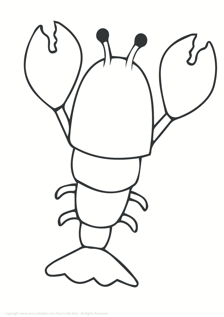 Lobster Coloring Outline Template Pages Kids Print Tracing Templates ...