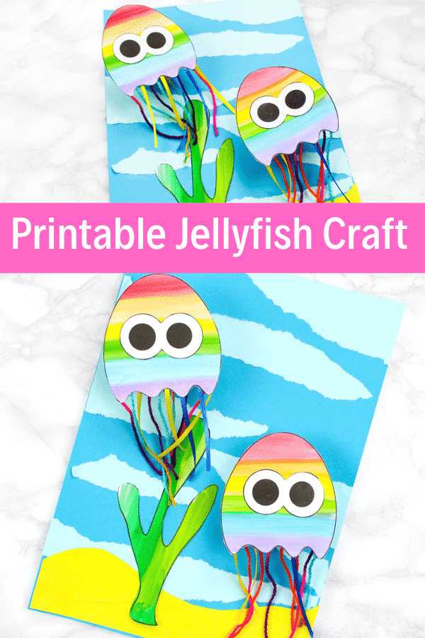 Kick start a summer craft session with this printable paper jellyfish craft for kids. The jellyfish wobble, bounce and swim, making this under sea craft super fun and engaging #artycraftykids #underthesea #kidscrafts