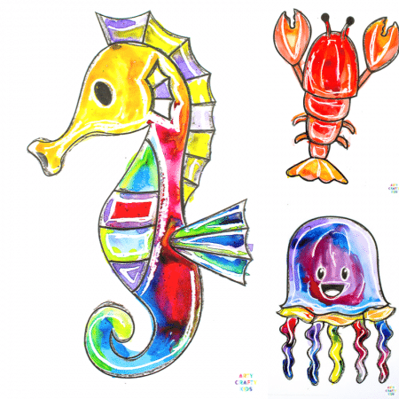 Ocean Animal Watercolor Painting for Kids - An Easy Art Project for Kids