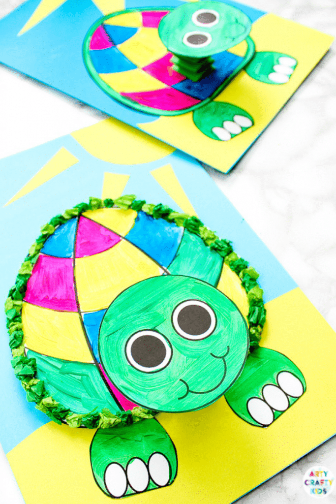 Printable 3D Turtle Paper Craft for Kids - An easy Summer craft for kids who love turtles and ocean animal crafts. Start by downloading the printable turtle template.