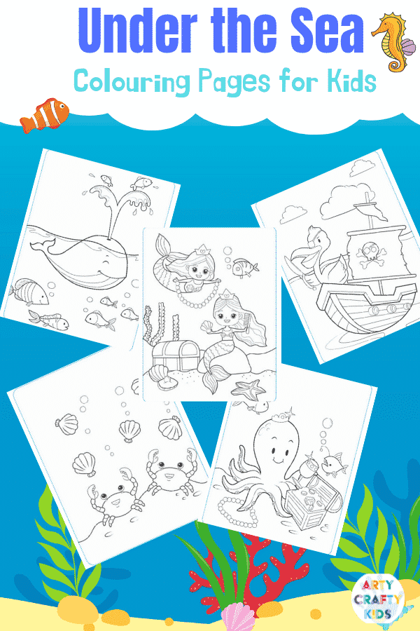 Adorable Under the Sea printable Coloring Pages for Kids.