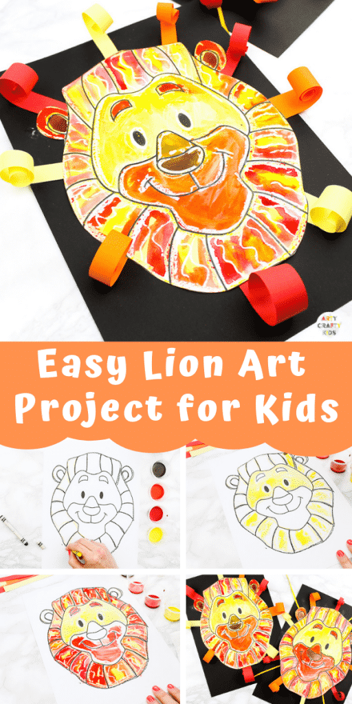 Arty Crafty Kids | Easy Lion Art Project for Kids - A fun and easy art idea for kids to enjoy | Printable lion template available for this easy art project and lion crafts.