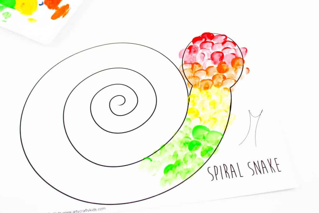 Arty Crafty Kids | Printable Spiral Snake Mobile Craft for Kids | This super cute snake craft is a fantastic scissors skills project for kids in preschool, kindergarten and primary school #artycraftykids