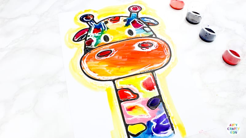 Arty Crafty Kids | Easy Abstract Giraffe Painting Idea for Kids - bring the colour and fun with this easy animal art idea for kids, complete with a giraffe printable template. #kidsart #kidscrafts