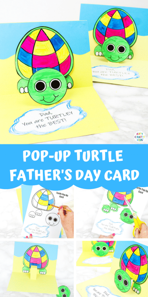 How to Make a Turtle Pop Up Card for Father's Day  - a super easy father's day craf t for kids to make this Father's Day #artycraftykids #fathersday #kidscrafts