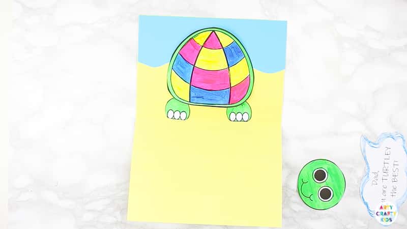 How to Make a Turtle Pop Up Card for Father's Day  - a super easy father's day craf t for kids to make this Father's Day #artycraftykids #fathersday #kidscrafts
