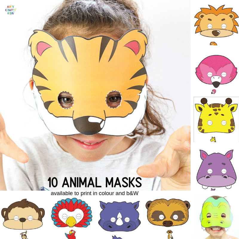 Animal Mask for Kids Giraffe, Lion, Tiger, Zebra