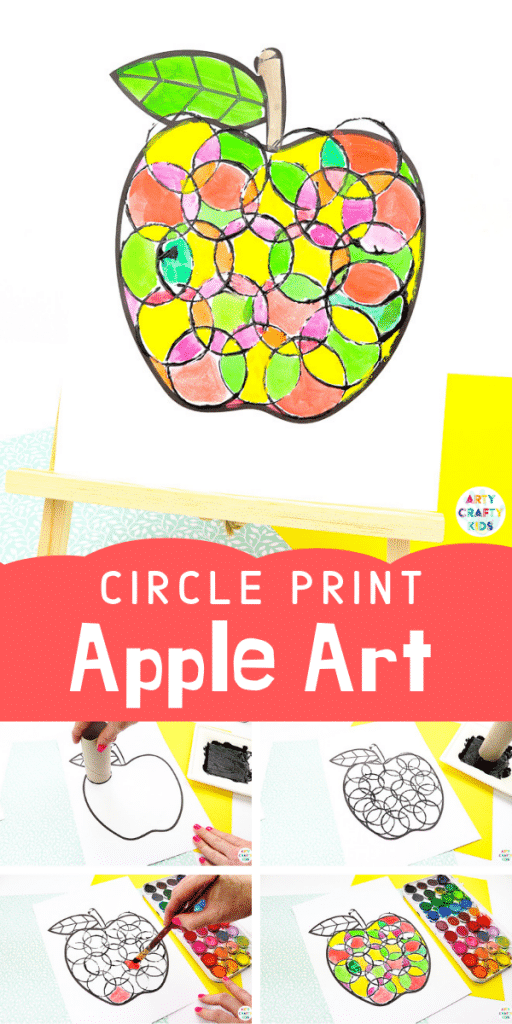 Arty Crafty Kids | Back to School Circle Print Apple Craft | A fun and simple back to school apple craft for kids, with a printable apple template #artycraftykids #autumncraft