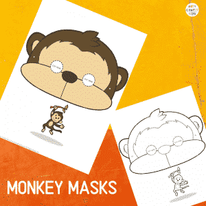 Printable Monkey Masks for Kids. The animal masks are available in black and white for colouring, and full colour.