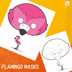 Printable Flamingo Masks for Kids. The animal masks are available in black and white for colouring, and full colour.