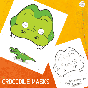 Printable Crocodile Masks for Kids. The animal masks are available in black and white for colouring, and full colour.