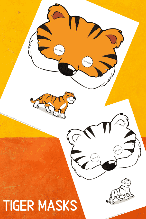 Tiger Face Masks for Kids to colour and make!