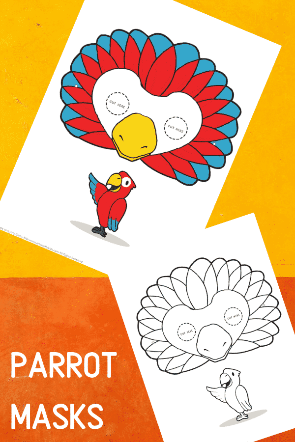 Parrot Face Masks for Kids to colour and make!