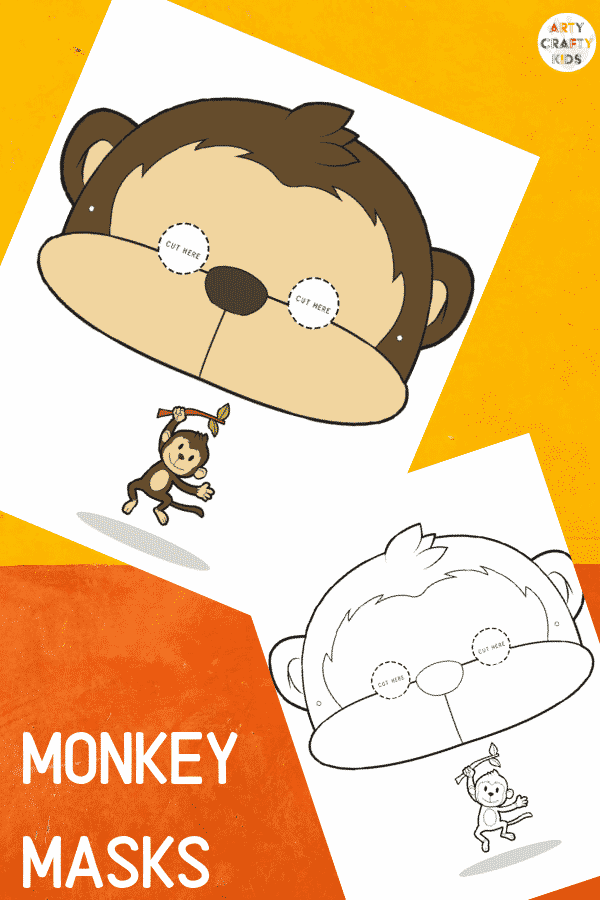 Printable Monkey Masks for Kids. The animal masks are available in black and white for colouring, and full colour.