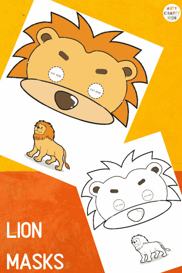 Lion Face Masks for Kids to colour and make!