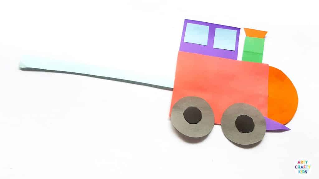 Easy Train Shape Craft for Kids - Make learning shapes fun with this simple train craft for kids. Get started by download the printable train templates #artycraftykids #kidscrafts