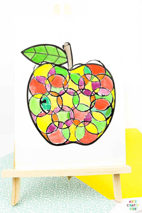 back to school circle print apple art arty crafty kids