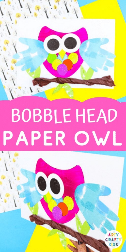 Arty Crafty Kids | Bobble Head Owl Craft for kids. A fun and interactive  Autumn craft that kids will love. With an Owl Template.