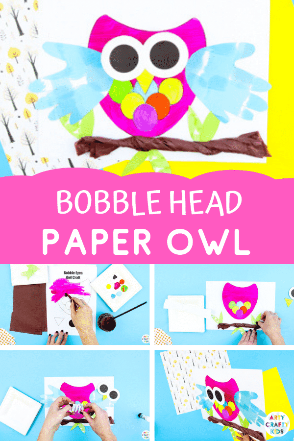 Arty Crafty Kids | Bobble Head Owl Craft for kids. A fun and interactive  Autumn craft that kids will love. With an Owl Template.