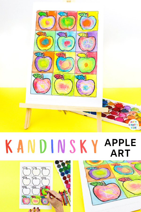 Arty Crafty Kids | Kandinsky Inspired Apple Art for Kids. A fun and playful early Autumn art and craft project for kids. Perfect for studying colour creation.