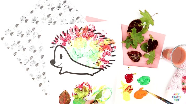 Arty Crafty Kids | Hedgehog Fall Leaf Craft - An easy fall craft for kids that explores Autumn leaf printing.  The Craft can be completed with a printable hedgehog template.