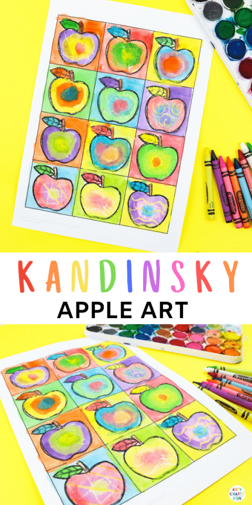 Arty Crafty Kids | Kandinsky Inspired Apple Art for Kids. A fun and playful early Autumn art and craft project for kids. Perfect for studying colour creation.