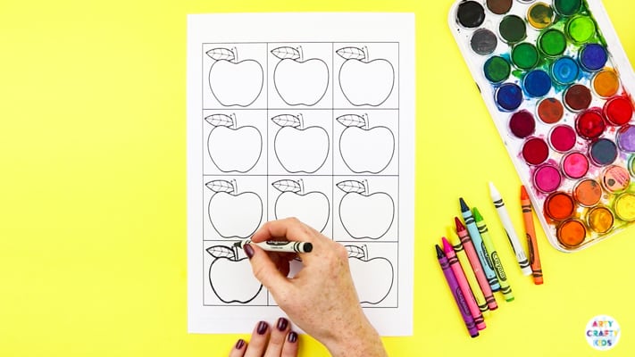 Arty Crafty Kids | Kandinsky Inspired Apple Art for Kids. A fun and playful early Autumn art and craft project for kids. Perfect for studying colour creation.