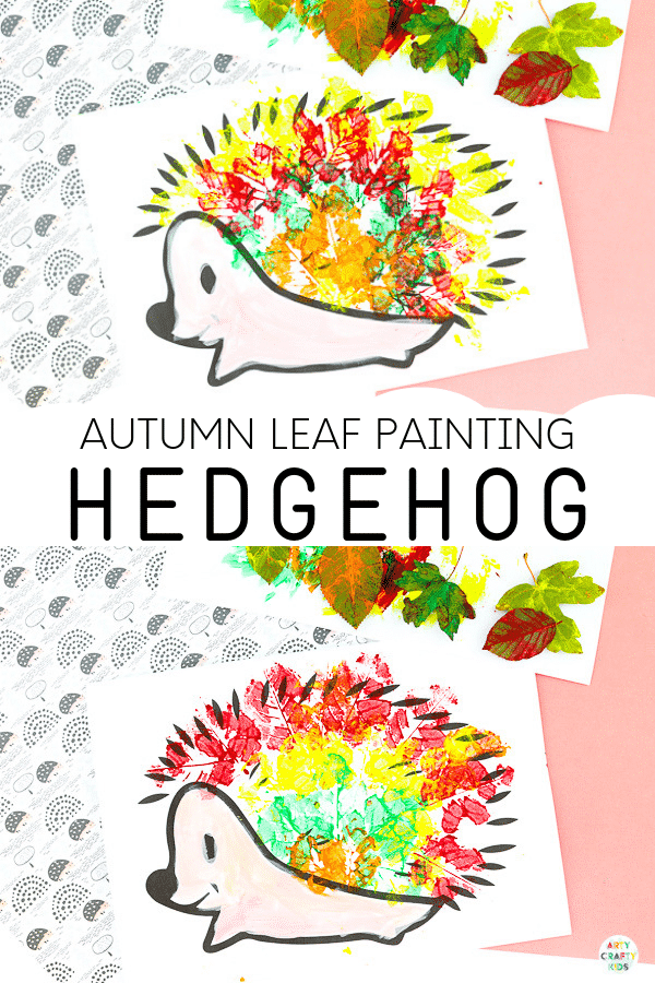 Arty Crafty Kids | Hedgehog Fall Leaf Painting - An easy fall craft for kids that explores Autumn leaf printing.  The Craft can be completed with a printable hedgehog template.