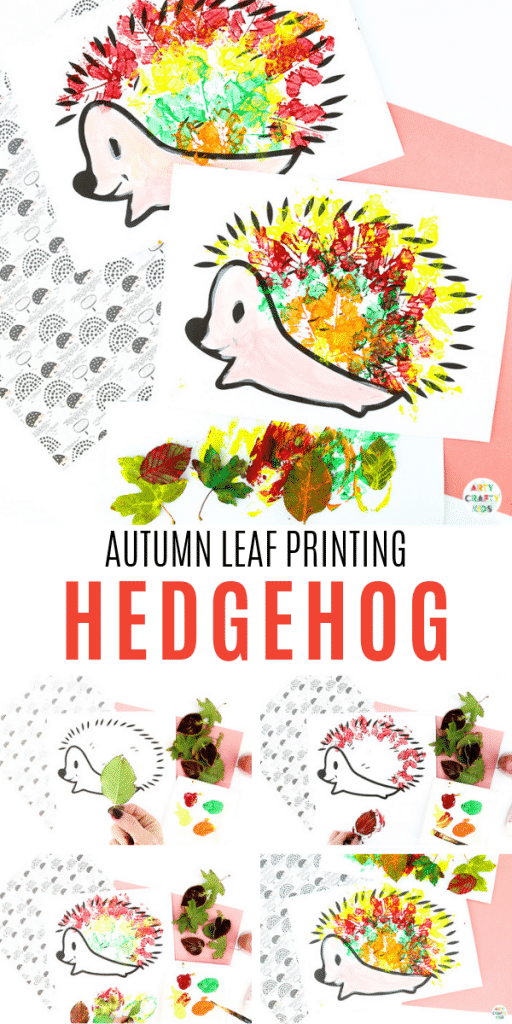 Arty Crafty Kids | Hedgehog Fall Leaf Craft - An easy fall craft for kids that explores Autumn leaf printing.  The Craft can be completed with a printable hedgehog template.