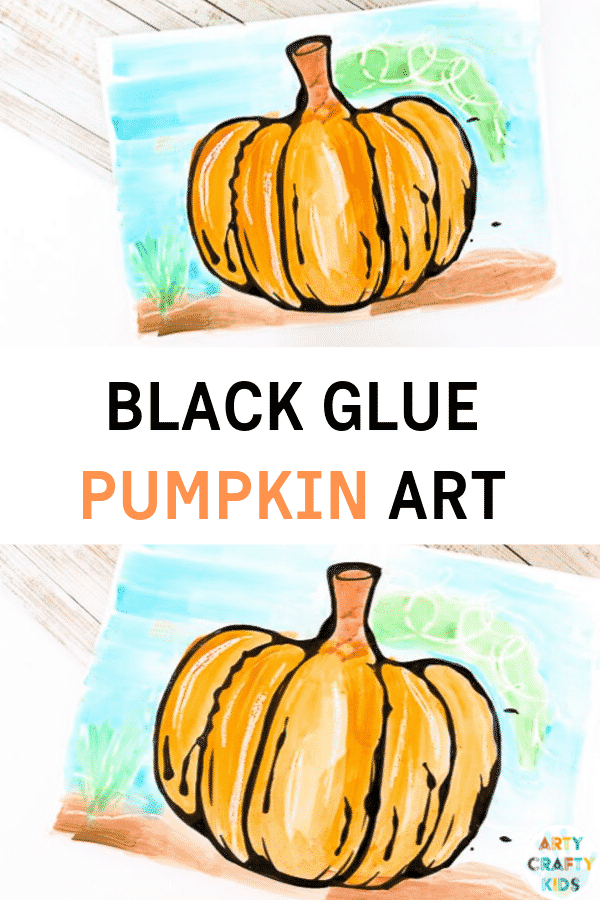 Arty Crafty Kids | A Pumpkin art project from our collection Black Glue Fall Art Projects for kids. A fun and easy Autumn art project that kids will love, with printable Autumn templates available .