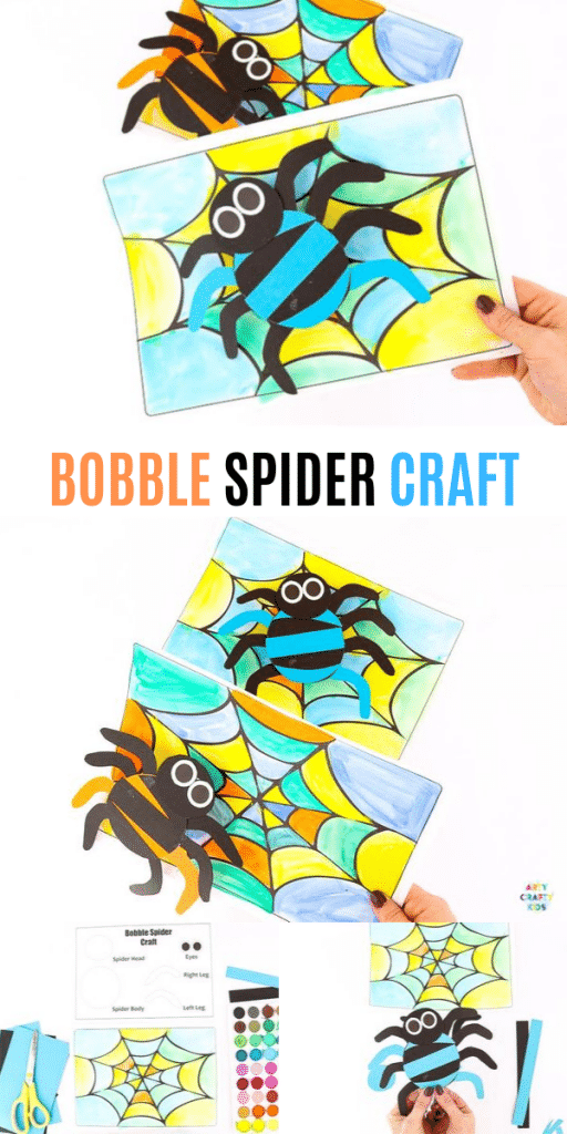Bobble Halloween Spider Craft for Kids to make. A fun and engaging craft that's great for fine motor skills. The perfect Halloween craft for kids who prefer fun, not spooky.