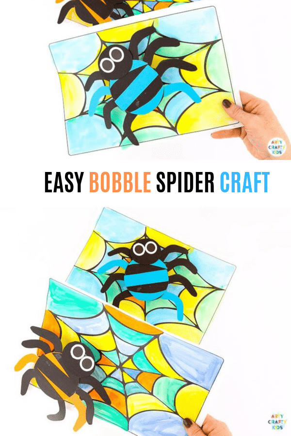 Bobble Halloween Spider Craft for Kids to make. A fun and engaging craft that's great for fine motor skills. The perfect Halloween craft for kids who prefer fun, not spooky.