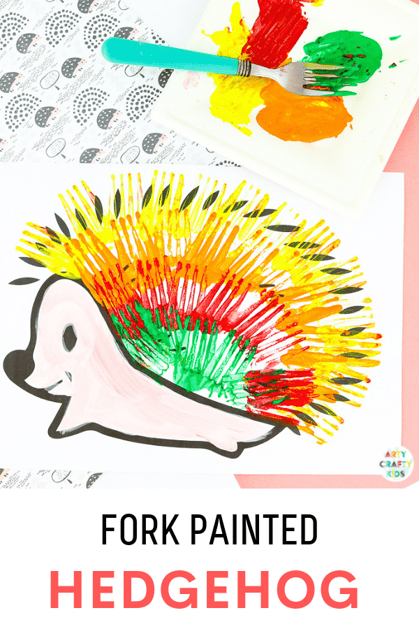 Fork Painted Hedgehog Art Project for Kids - A fun and easy fall craft for kids that explores painting with a fork.