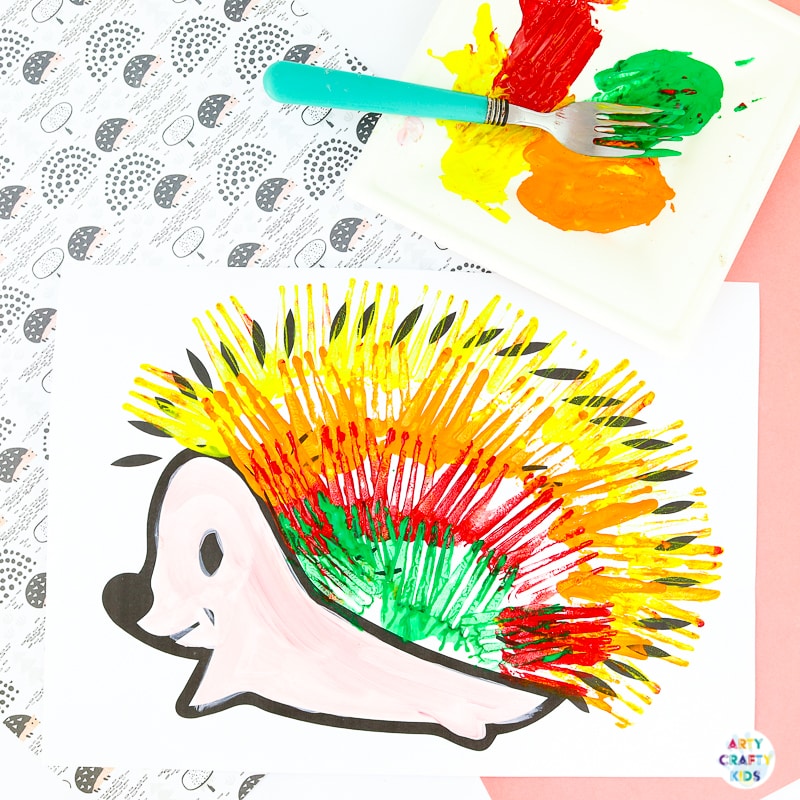 Arty Crafty Kids | Fork Painted Hedgehog Art Project