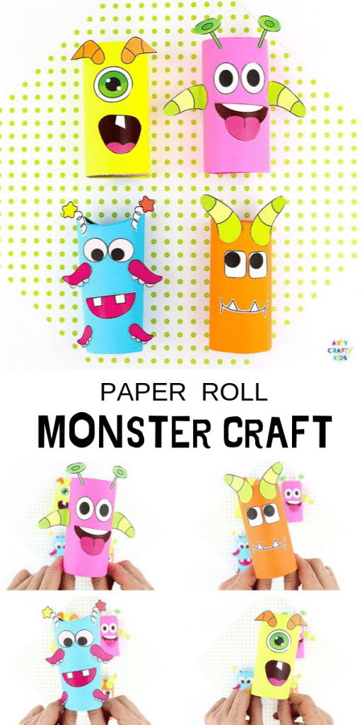 Toilet Paper Roll Monster Craft for Kids. A fun and easy Halloween craft for kids using recycled materials and a printable monster template