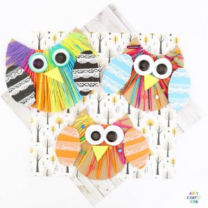 Yarn Wrapped Owl Craft for kids to make