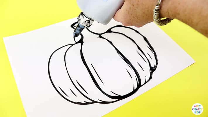 Black Glue Pumpkin Art for Kids.