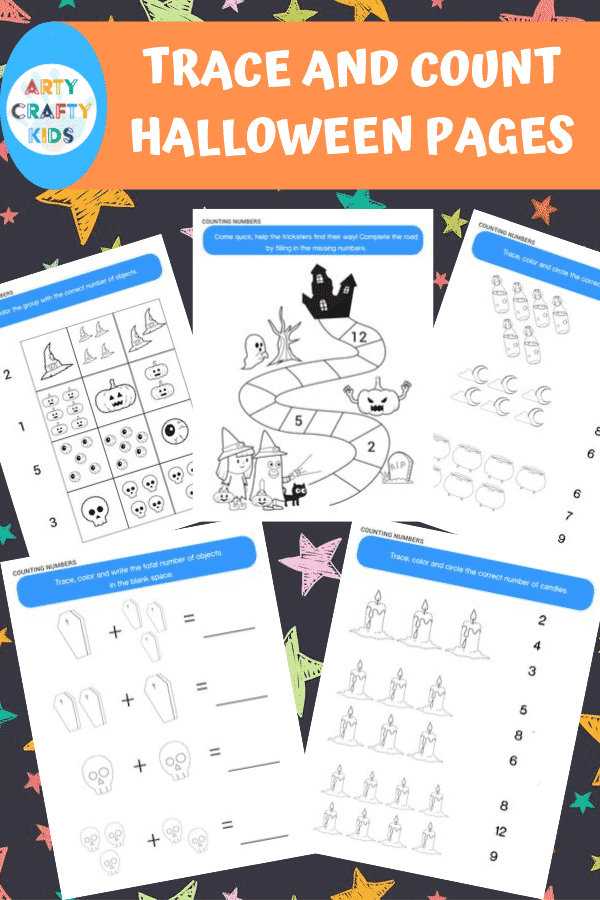 This 25 Page Halloween Printable Activity Book for Kids includes: Dot to dot pages, colouring pages, counting and tracing worksheets, and colour by number!